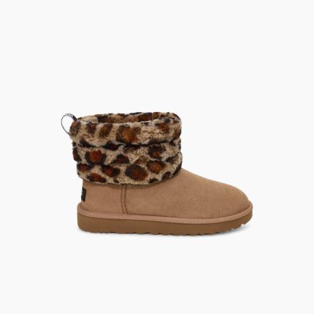 UGG Fluff Mini Quilted Leopard - Boots Dame - Brune (NO-Z786)